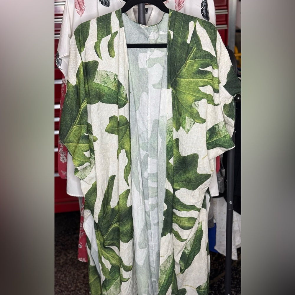 Women’s soft, long, kimono cardigan, short sleeve